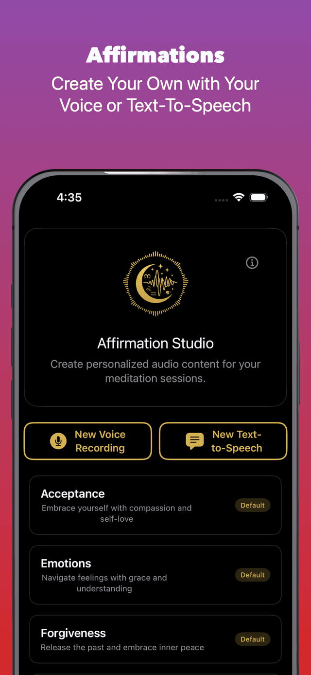 Affirmations App Screen
